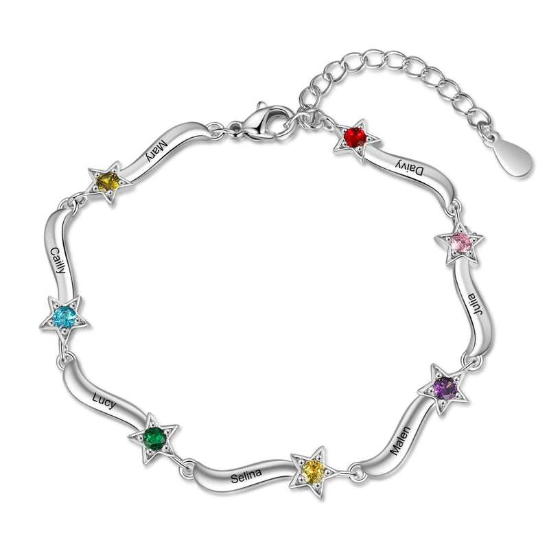 Rhodium Plated Star CZ Bracelet