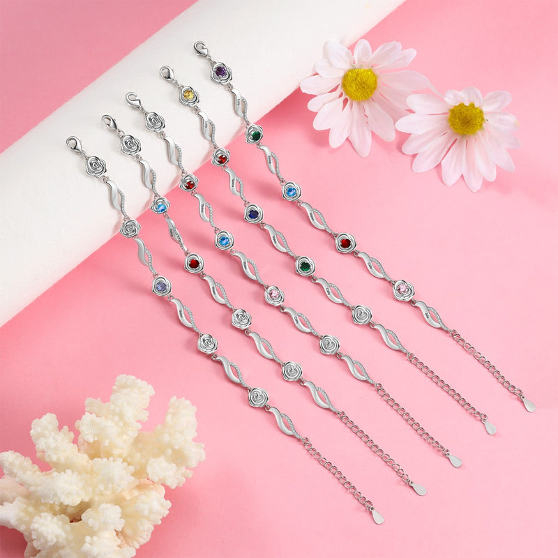 Copper Rose Flower CZ Bracelet