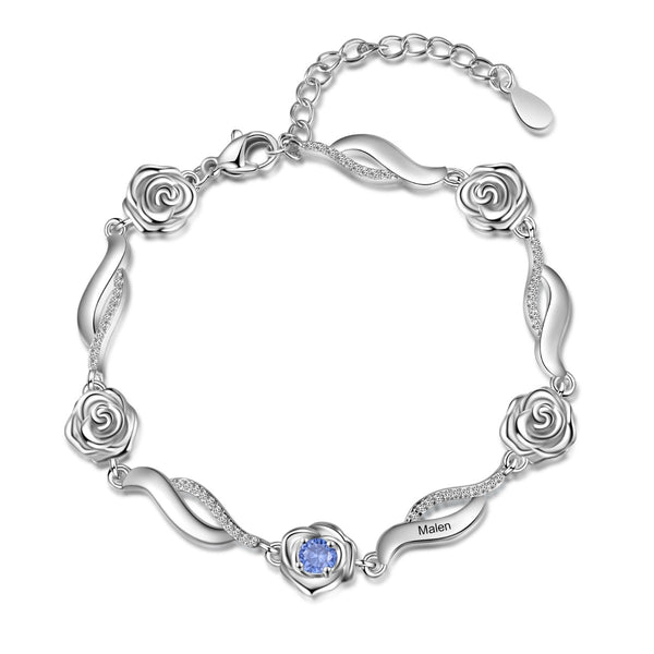 Copper Rose Flower CZ Bracelet