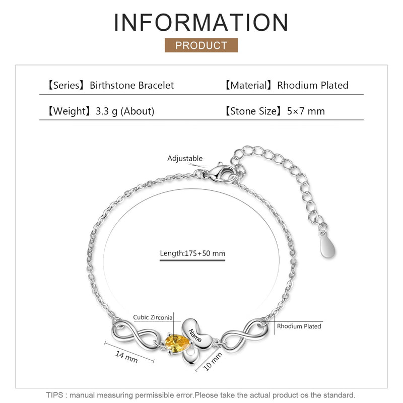 Butterfly Infinity CZ Bracelets