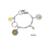 Rhodium Plated Sunflower and Bee Bracelet