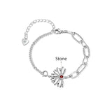 Rhodium Plated Birthstone Sunflower Bracelet