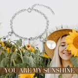 Personalized Rhodium Plated Custom Letter Sunflower Bracelet