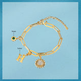 Rhodium Plated Sunflower Letter Bracelet