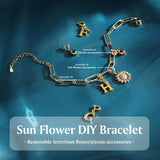 Rhodium Plated Sunflower Letter Bracelet