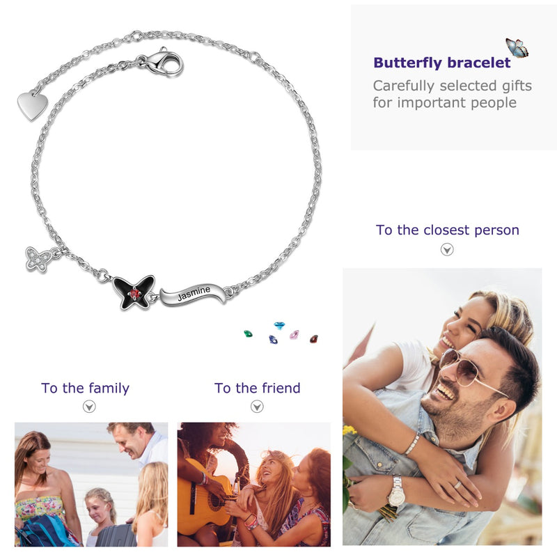 Birthstone Butterfly Bracelet