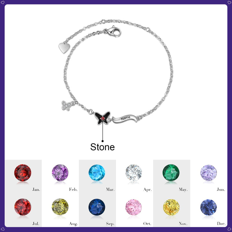 Birthstone Butterfly Bracelet