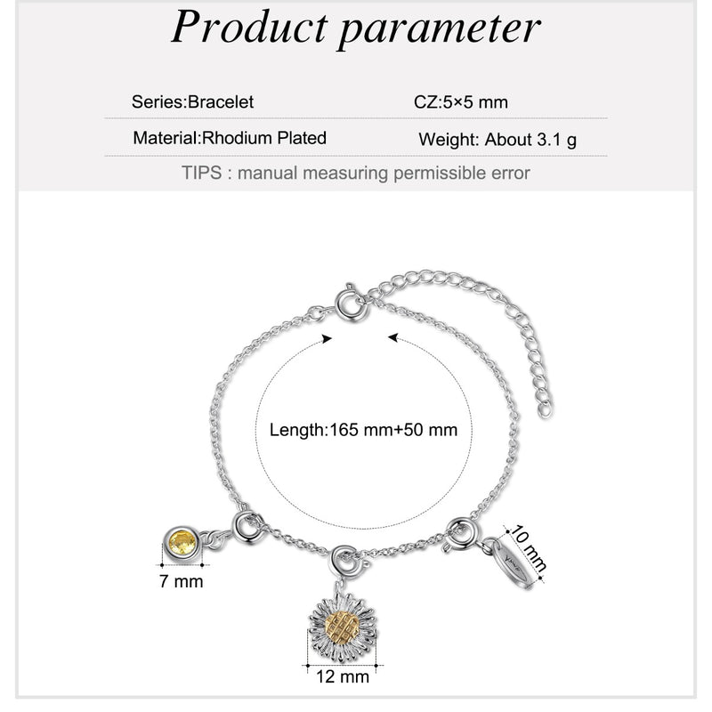 Sunflower CZ Charm Bracelet