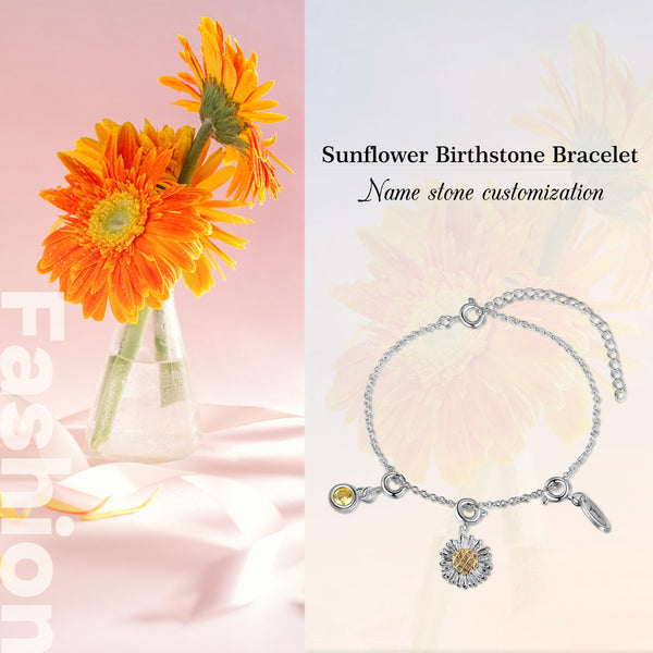 Sunflower CZ Charm Bracelet