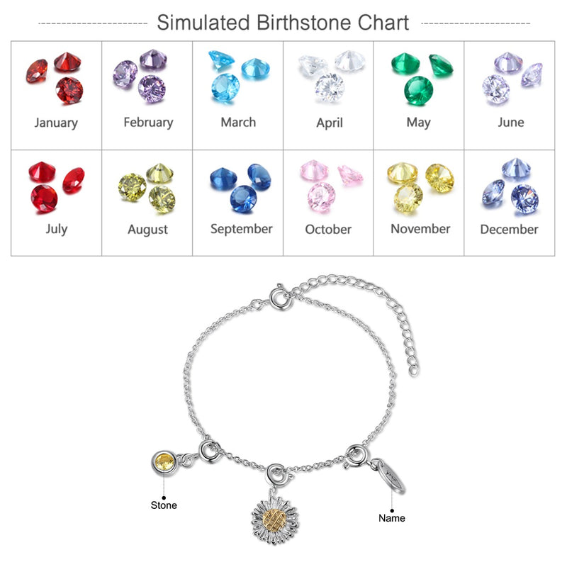 Sunflower CZ Charm Bracelet