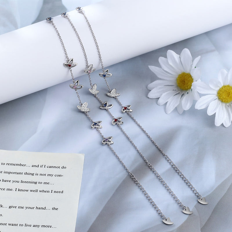 Personalized  Rhodium Plated Butterfly Bracelet