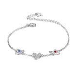 Personalized  Rhodium Plated Butterfly Bracelet
