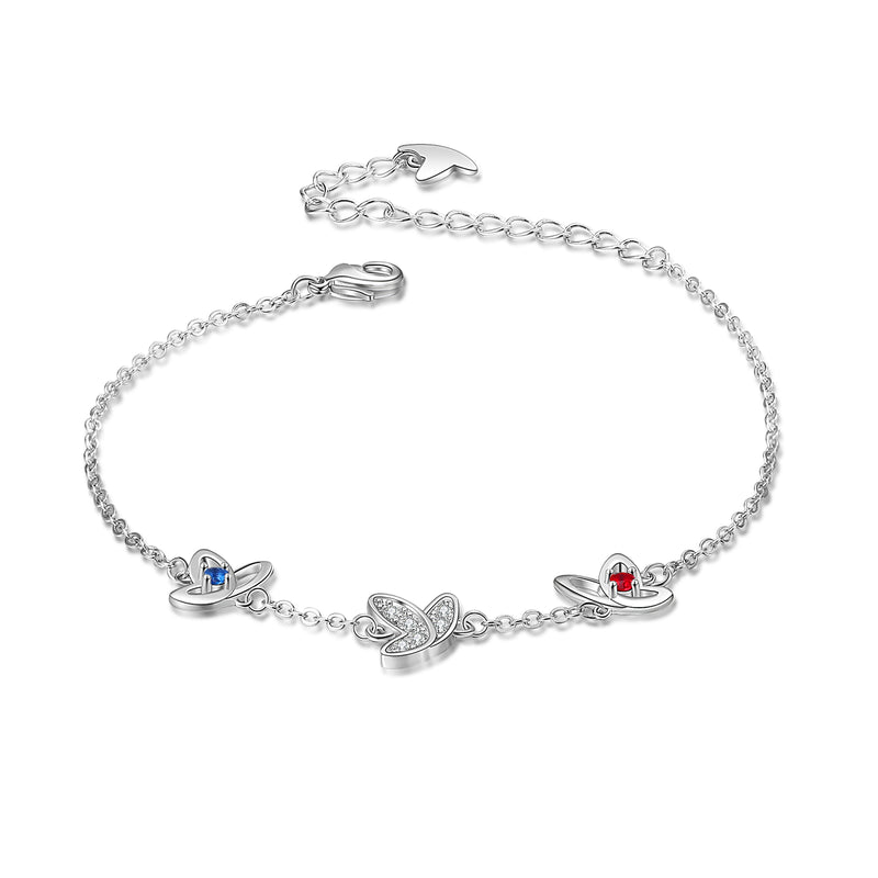 Personalized  Rhodium Plated Butterfly Bracelet