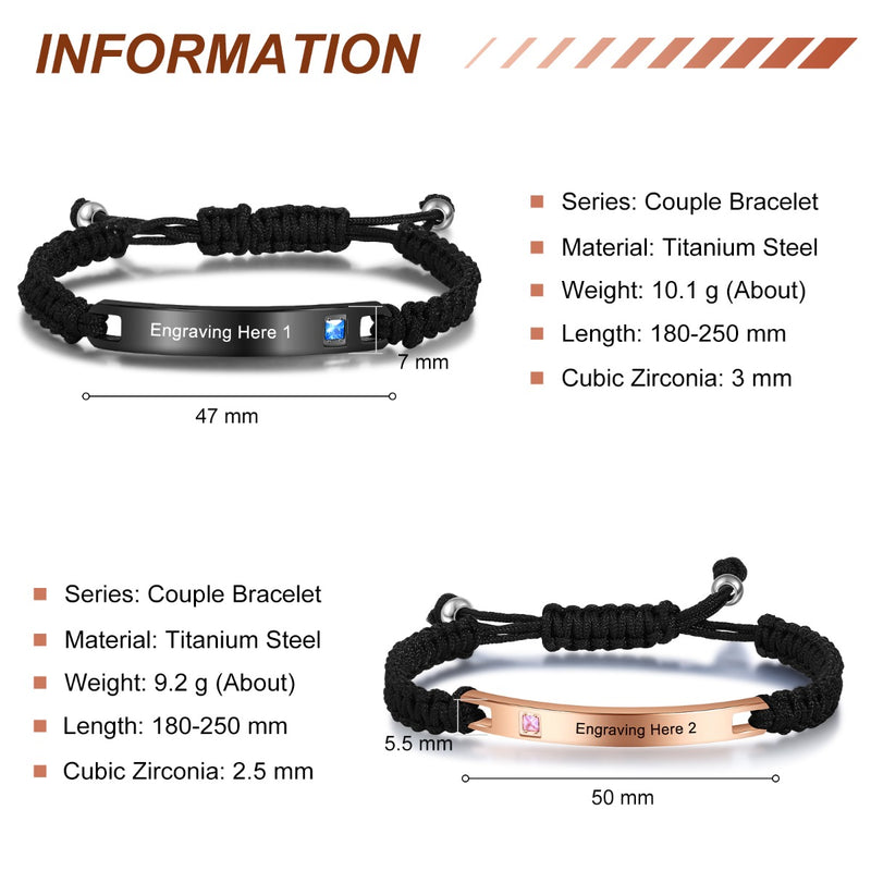 Personalized Titanium Steel Couple Bracelet