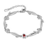 Rhodium Plated Rose Flower Bracelet