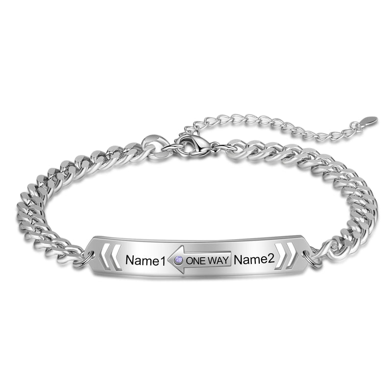 Rhodium Plated Couple Bracelet