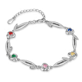 Rhodium Plated Rose Flower Bracelet