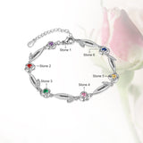 Rhodium Plated Rose Flower Bracelet