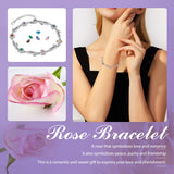 Rhodium Plated Rose Flower Bracelet