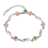Rhodium Plated Rose Birthstone Bracelet
