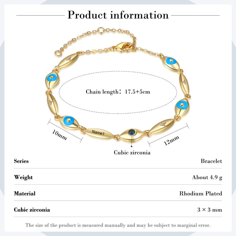Rhodium Plated Evil Eye Bracelet