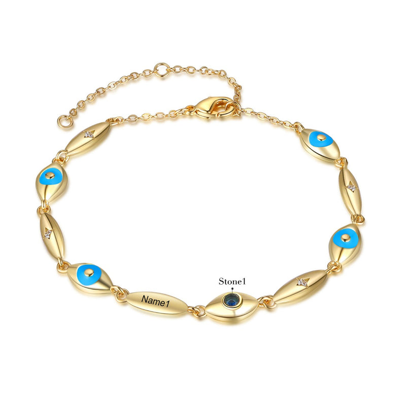 Rhodium Plated Evil Eye Bracelet