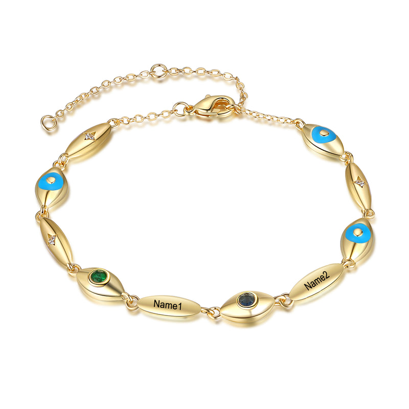 Rhodium Plated Evil Eye Bracelet