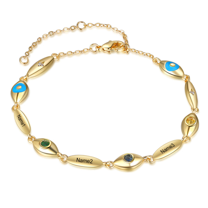 Rhodium Plated Evil Eye Bracelet