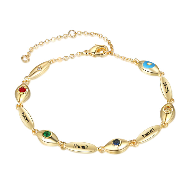 Rhodium Plated Evil Eye Bracelet