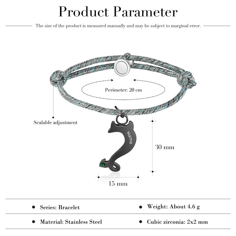 Personalized Stainless Steel Dolphin Bracelet