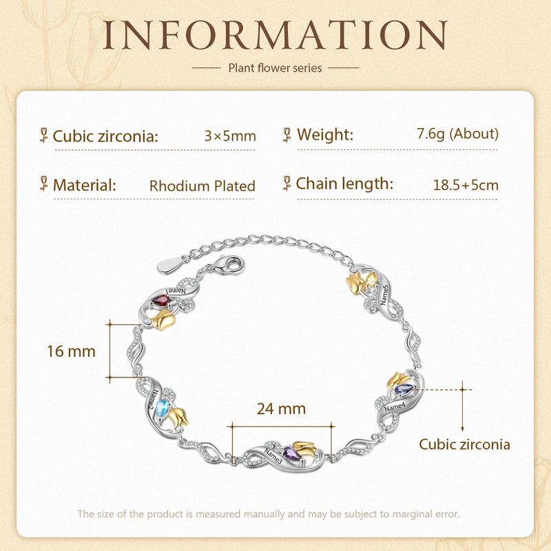 Custom Rose Flower Bracelet