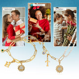 Sunflower Letter Peal Necklace and Bracelet Jewelry Set