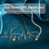 Sunflower Letter Peal Necklace and Bracelet Jewelry Set