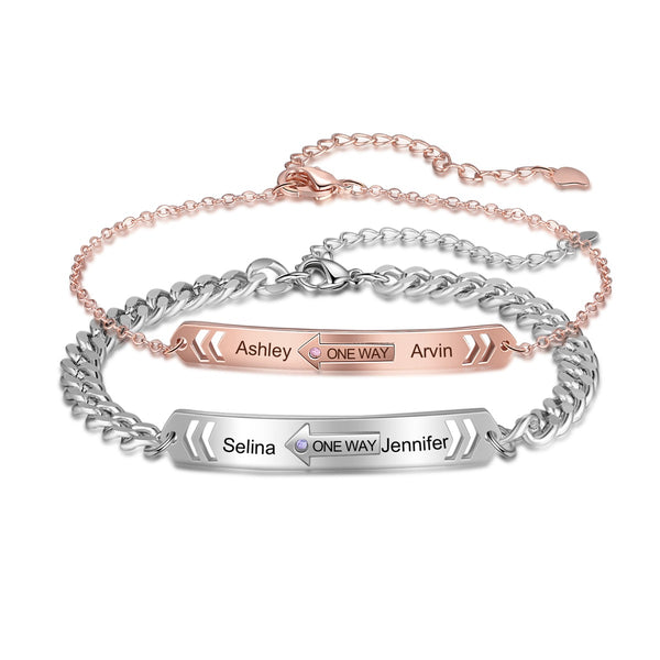 Rhodium Plated Couple Bracelet