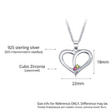 925 Silver Personalized Name Heart Shape Pendant Necklace with Cubic Zirconia