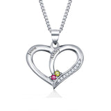 925 Silver Personalized Name Heart Shape Pendant Necklace with Cubic Zirconia