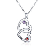 Custom Name Double Heart Shape Pendant Necklace with Birthstones