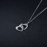 Custom Name Double Heart Shape Pendant Necklace with Birthstones