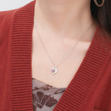 925 Silver Customized Names Two Heart Shape Birthstones Necklace