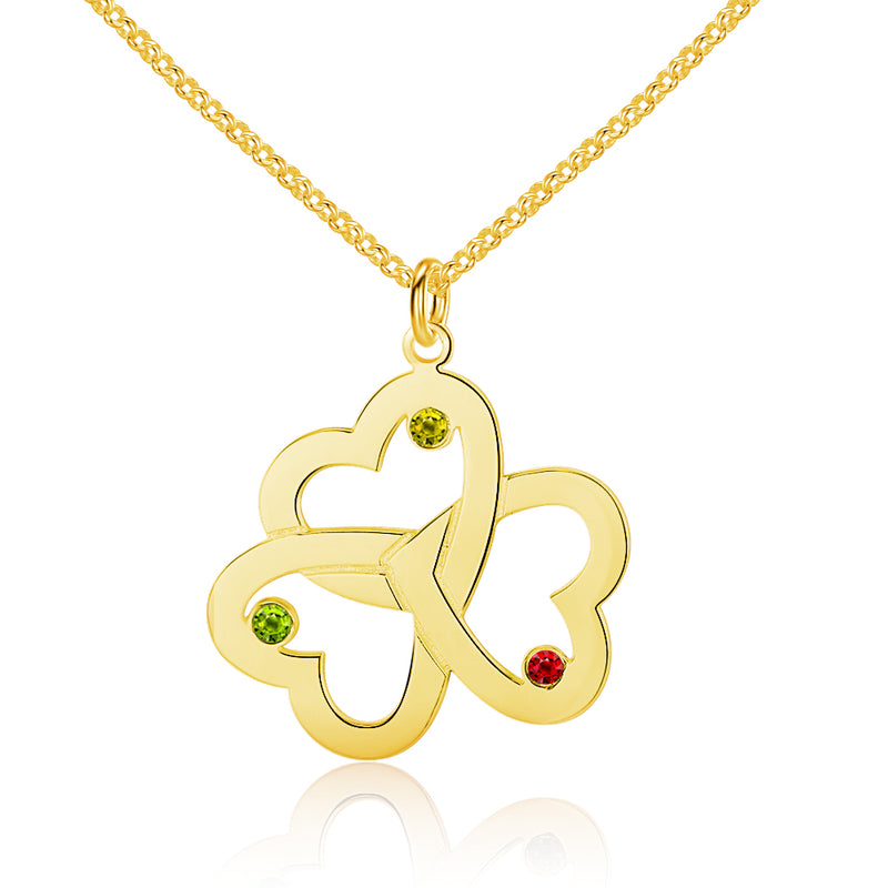Three-Ring Heart Shaped Name Necklace