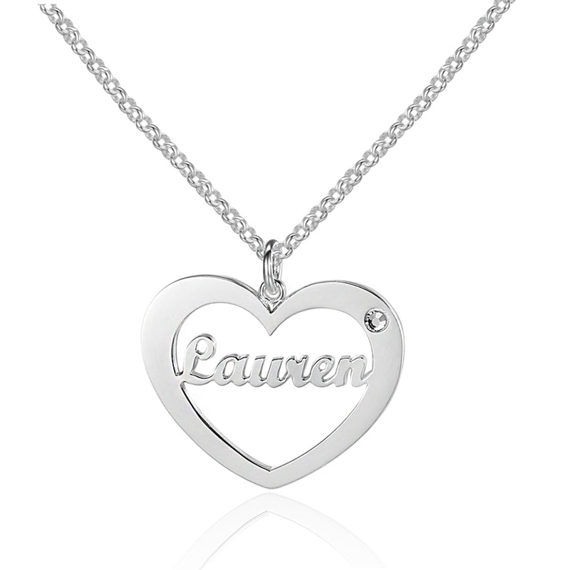 Wholesale Custom Heart Name Necklace-Copper-1-Silver
