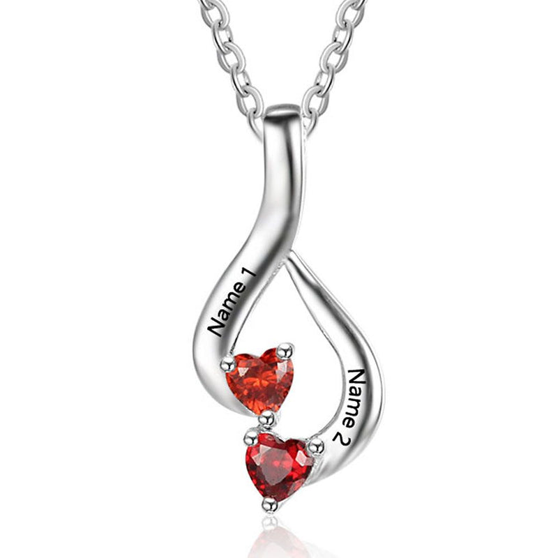 S925 Customized Heart Shape Birthstone Pendant Necklace