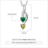 925 Silver Personalized Names Two Heart Shape Birthstones Necklace