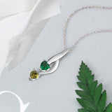 925 Silver Personalized Names Two Heart Shape Birthstones Necklace