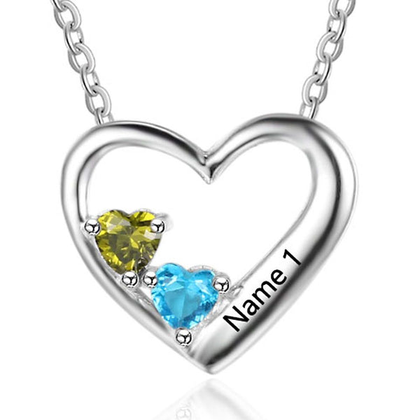 925 Sterling Silver Two Birthstone Necklace
