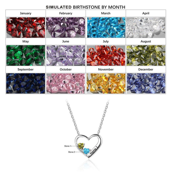 925 Sterling Silver Two Birthstone Necklace