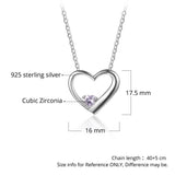 925 Sterling Silver One Birthstone Heart Necklace