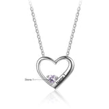 925 Sterling Silver One Birthstone Heart Necklace