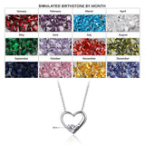 925 Sterling Silver One Birthstone Heart Necklace