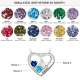 925 Sterling Silver Three Birthstone Necklace